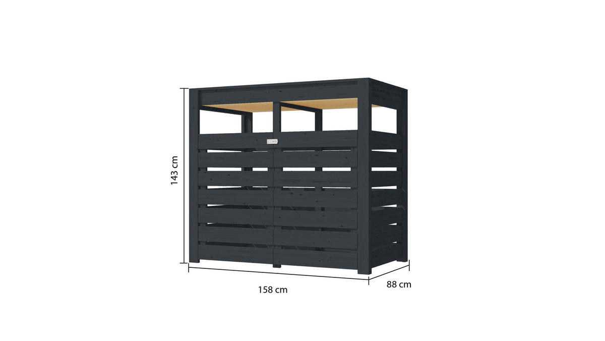 Karibu Mülltonnenbox Jerry anthrazit B/H/T: ca. 158x143x88 cm Jerry - anthrazit (158,00/143,00/88,00cm) - Karibu