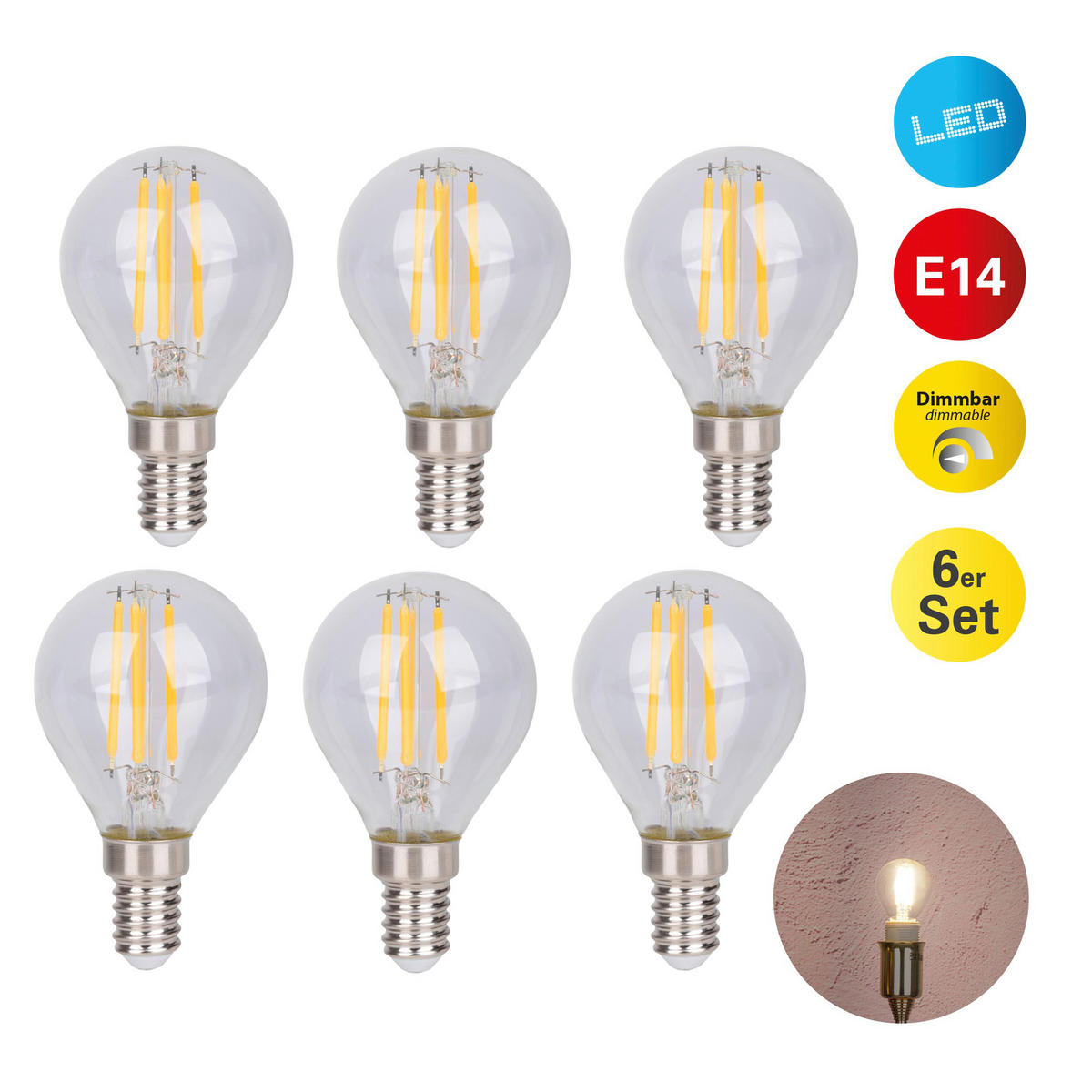 Näve Leuchten LED-Leuchtmittel 4139206 E14 Daffy - transparent (4,50/7,70/4,50cm) - Näve Leuchten