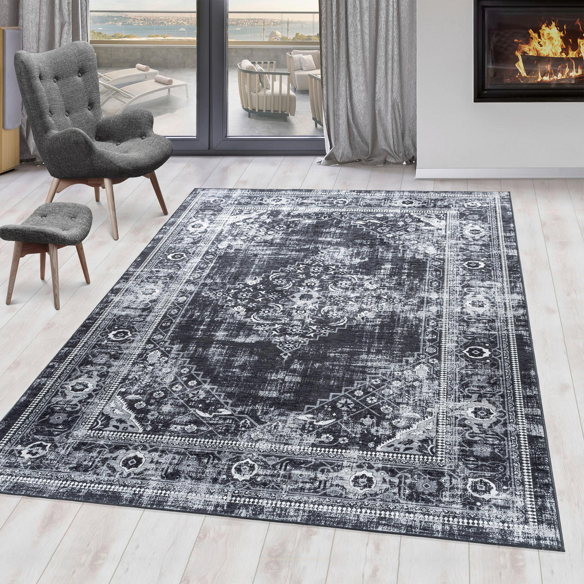 Ayyildiz Teppich FIESTA schwarz B/L: ca. 80x150 cm FIESTA - schwarz (80,00/150,00cm) - Ayyildiz