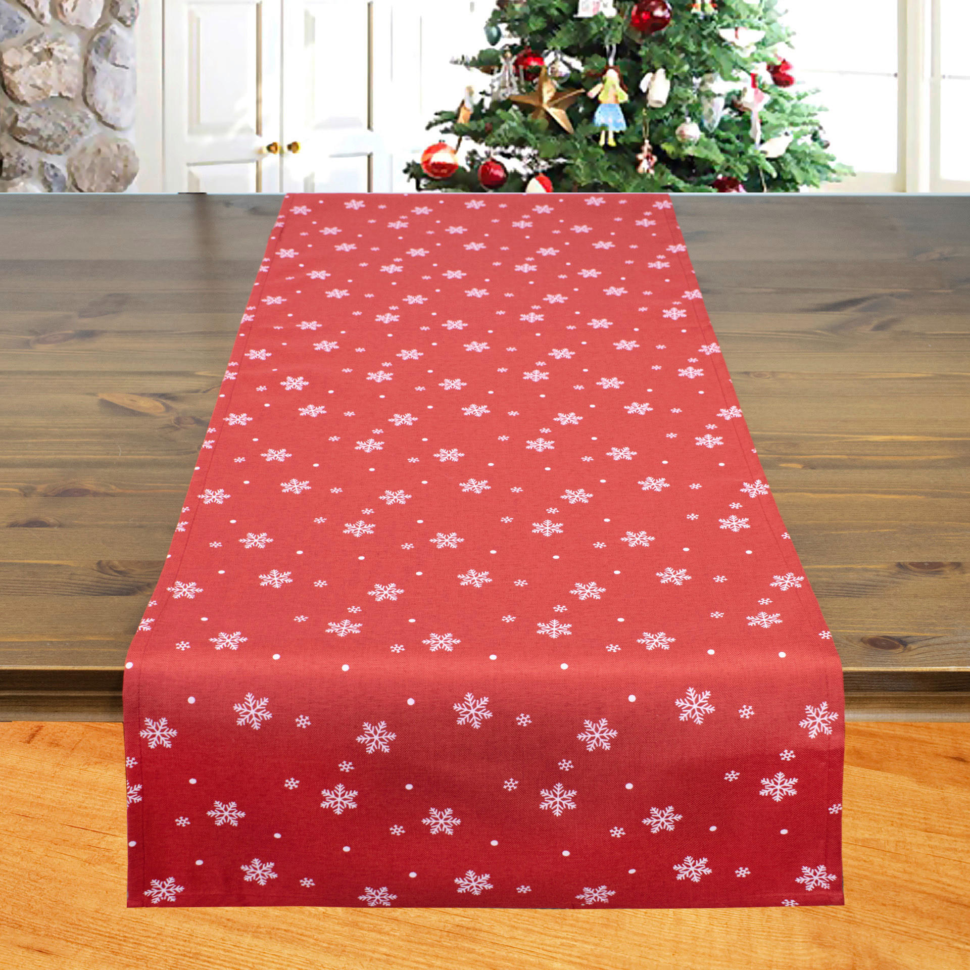 Tischläufer Tischläufer Schneeflocke 40x140cm - rot (40,00/100,00cm)