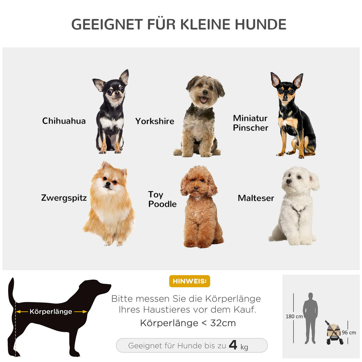 PawHut Hunde-Zubehör khaki Polyester B/H/L: ca. 45x67x96 cm Hundebuggy - khaki (96,00/45,00/67,00cm) - PawHut