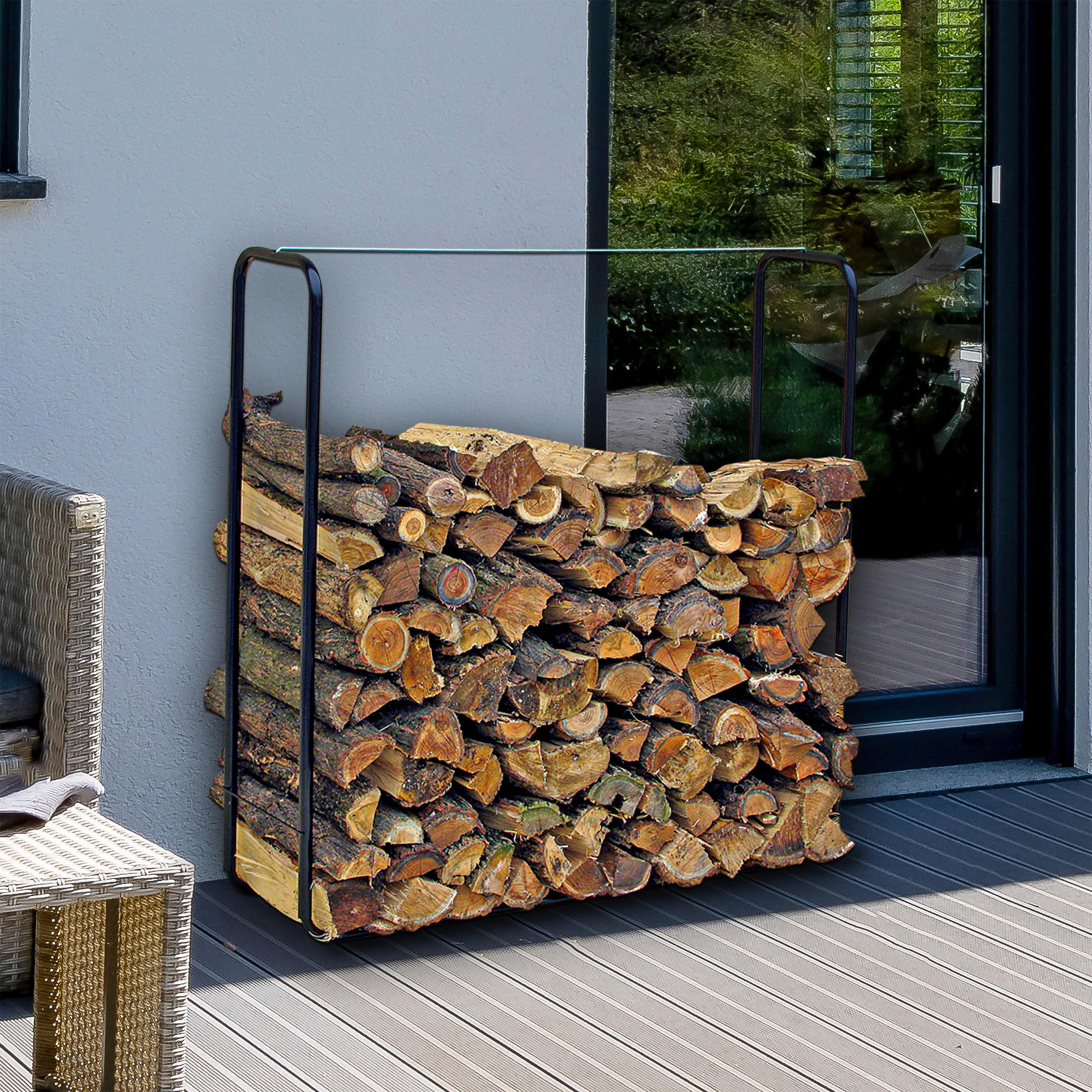 Kaminholz-Stapelhilfe schwarz B/H/T: ca. 100x100x26 cm Kaminholz_Stapelhilfe - schwarz (100,00/100,00/26,00cm)