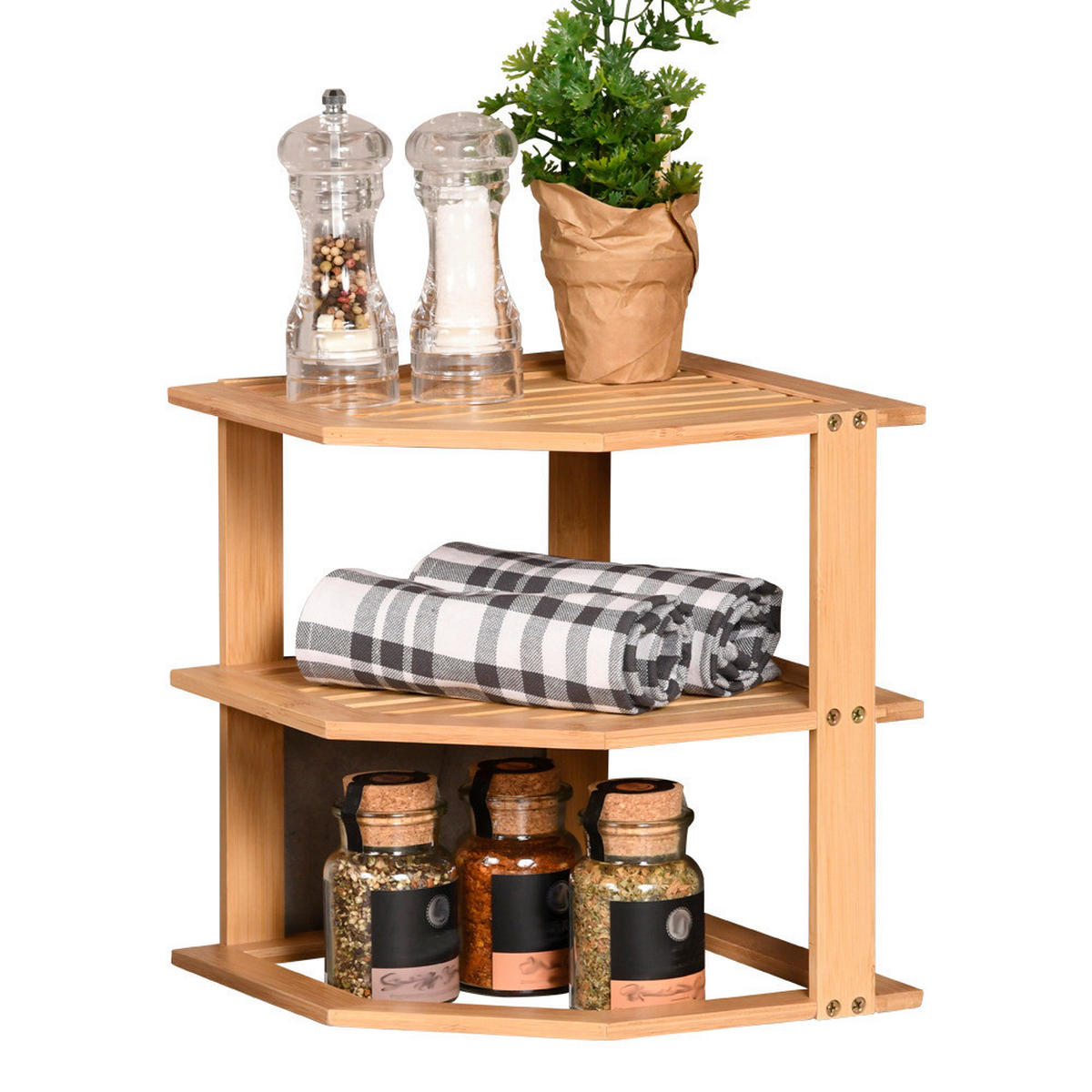 Kesper Kücheneckregal braun Bambus B/H/L: ca. 25x25x28 cm Kücheneckregal - braun (28,00/25,00/25,00cm) - Kesper