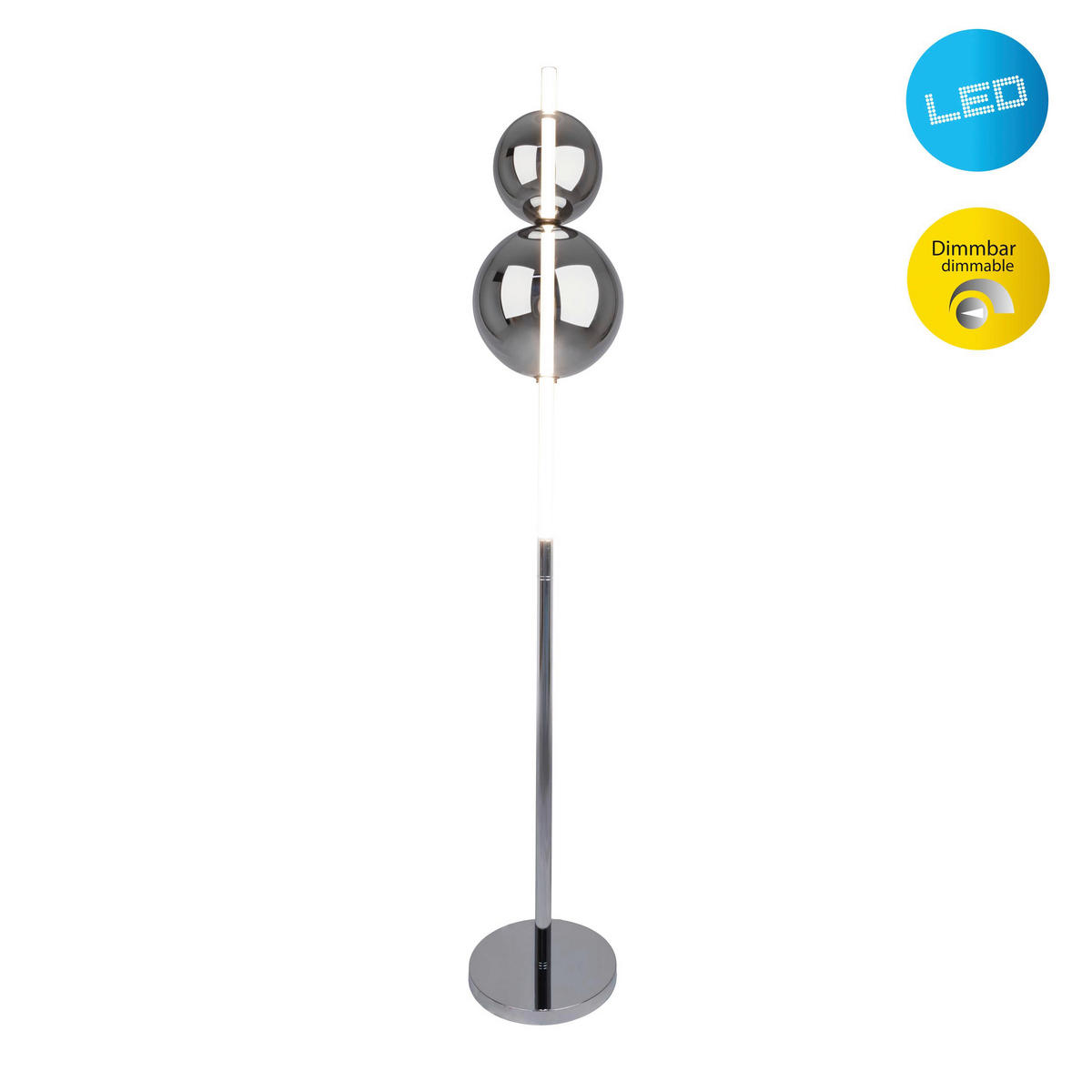 Näve Leuchten LED-Leuchten 2072042 Chrom Rauch Metall Glas H/D: ca. 149,7x25 cm Nova - Chrom/Rauch (25,00/149,70cm) - Näve Leuchten