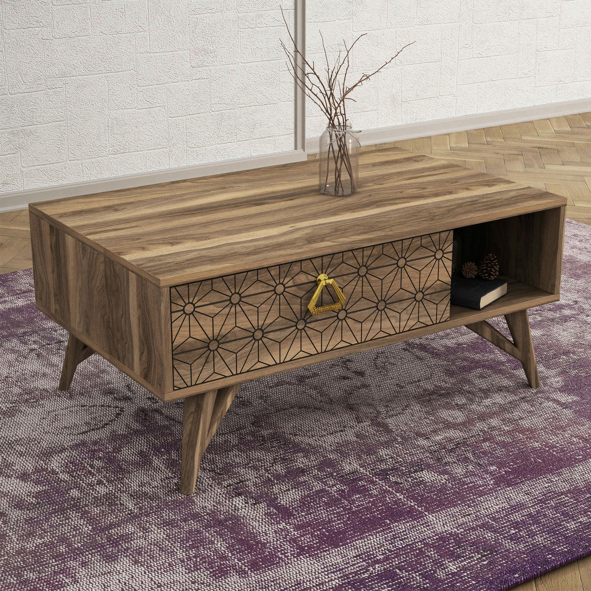 Couchtisch Yakamoz walnuss Nachbildung B/H/T: ca. 90x43,5x60 cm Yakamoz - walnuss (90,00/43,50/60,00cm) - moebel17