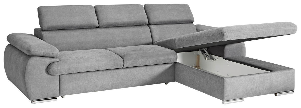 Ecksofa Como graubraun Como - graubraun/Chrom