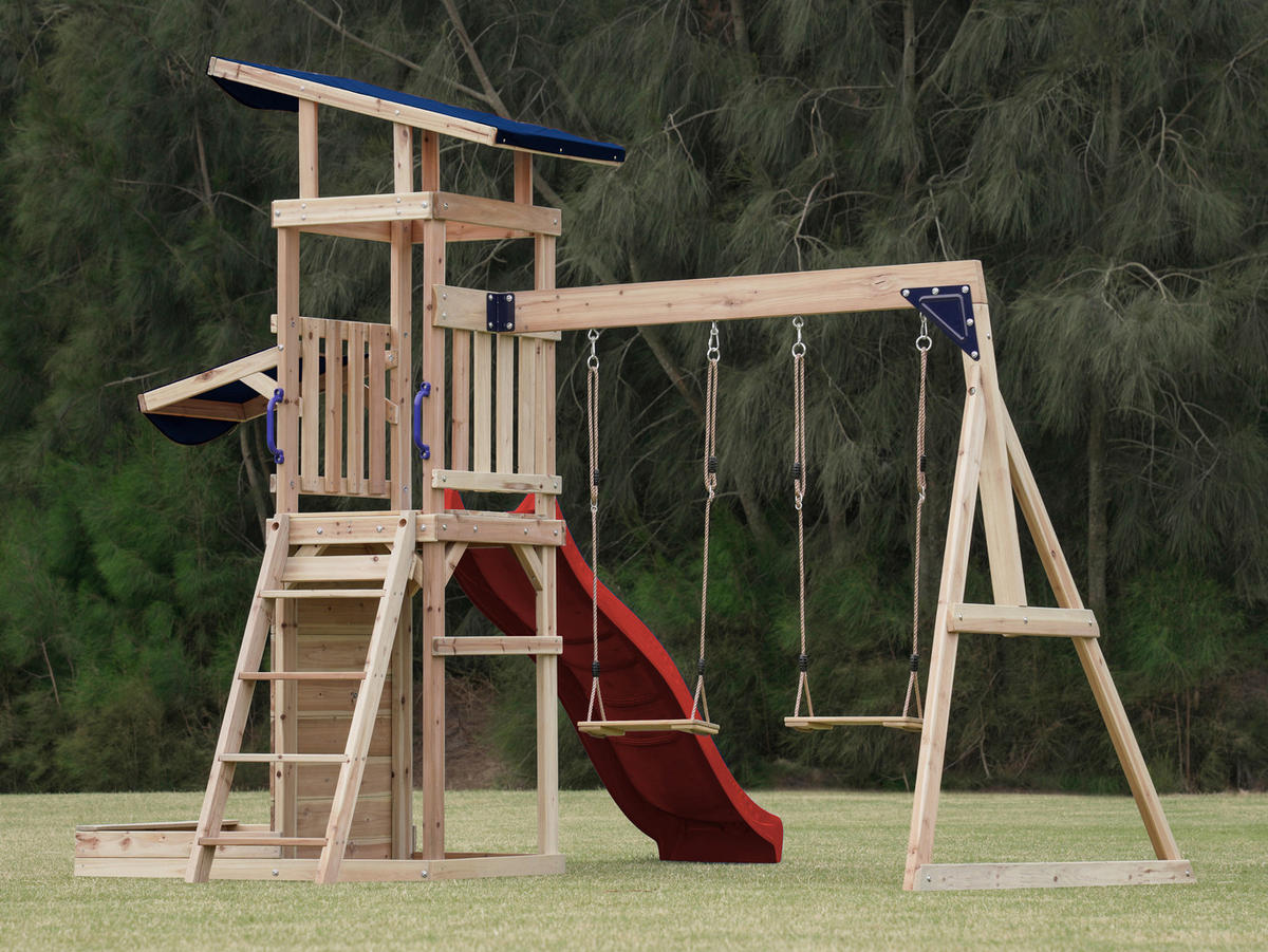 AXI Spielturm Malik rot B/H/L: ca. 345x270x336 cm Malik - braun/rot (336,00/345,00/270,00cm) - AXI