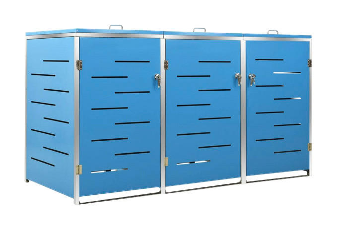 VidaXL Mülltonnenbox blau B/H/T: ca. 207x112,5x77,5 cm Mülltonnenbox - blau (207,00/112,50/77,50cm) - VidaXL