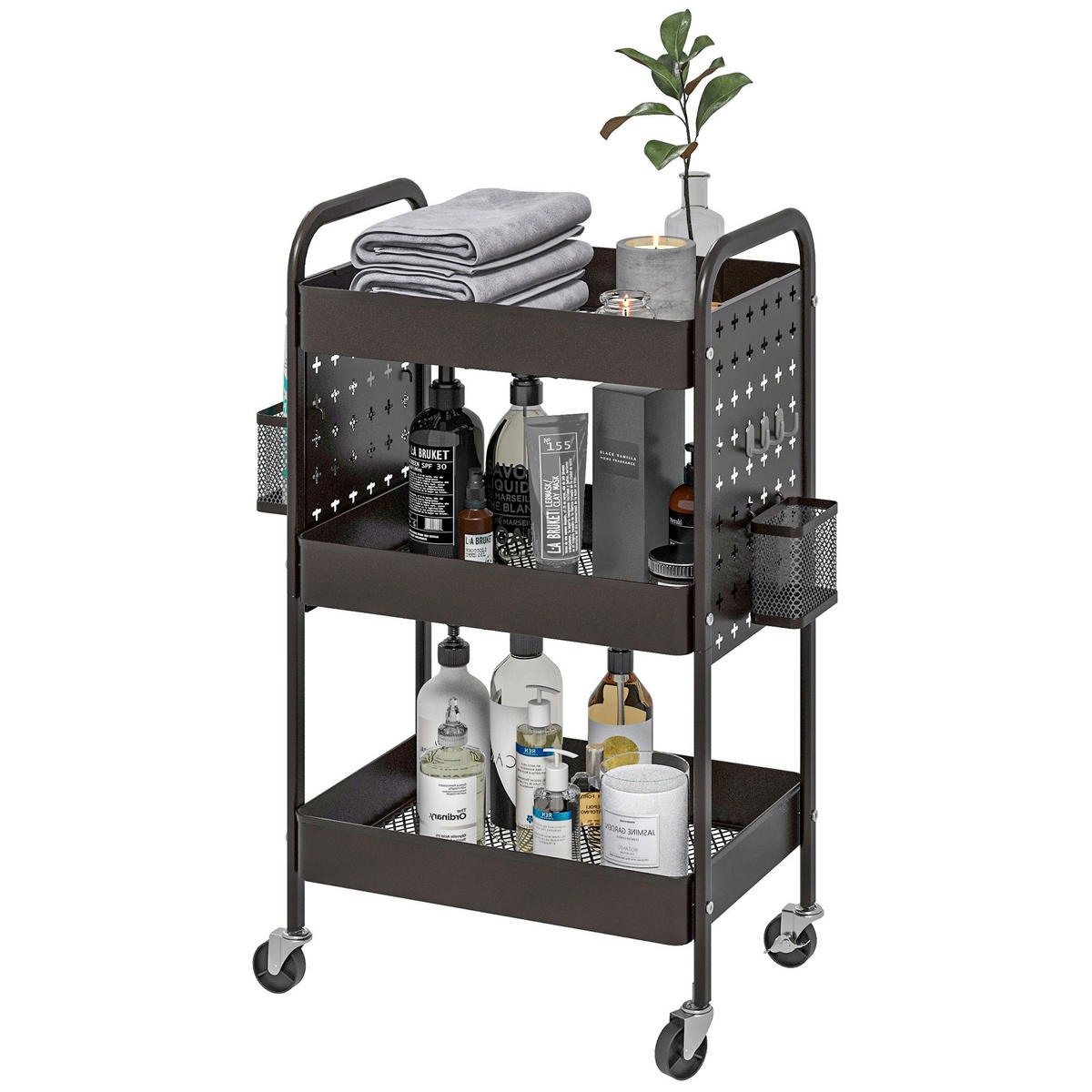 HOMCOM Küchenwagen schwarz Edelstahl B/H/L: ca. 30,5x53,5x75 cm Küchenwagen - schwarz (75,00/30,50/53,50cm) - HOMCOM