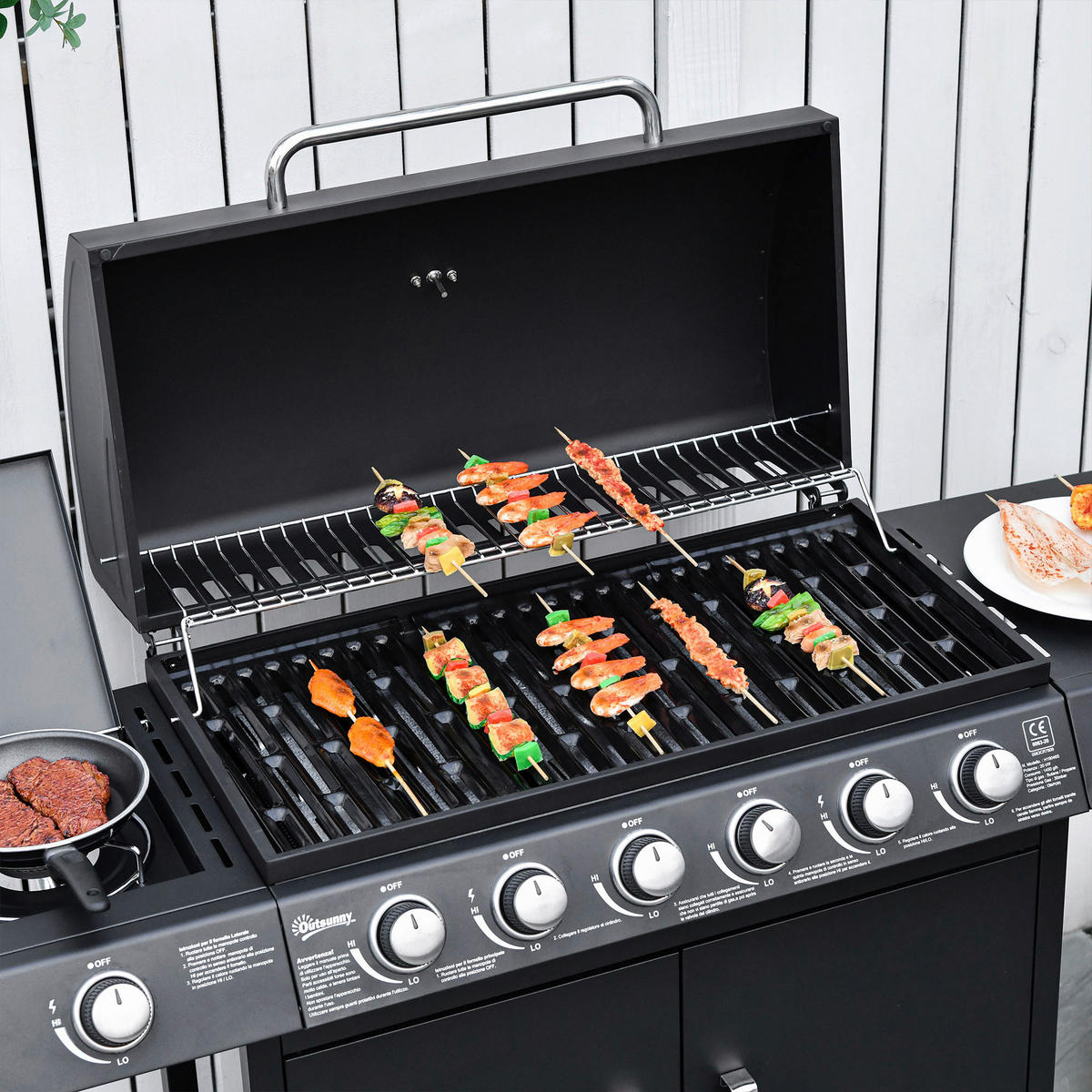 Outsunny Gasgrill Metall B/H/L: ca. 50x100x135 cm Gasgrill - schwarz (135,00/50,00/100,00cm) - Outsunny