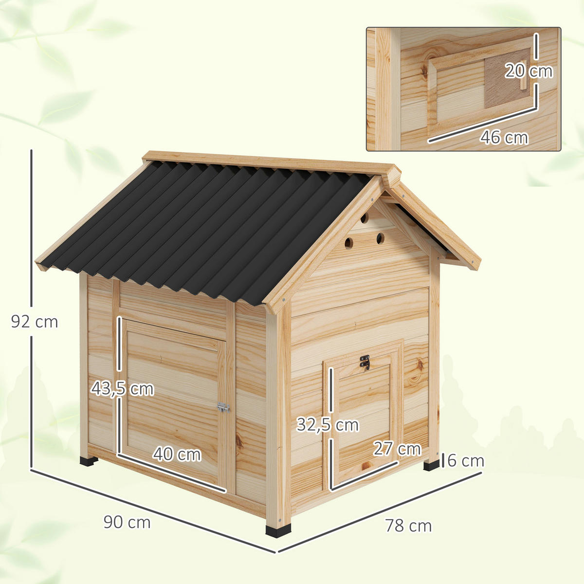 PawHut Tier-Zubehör natur Holz B/H/L: ca. 90x78x92 cm Entenhaus - natur (92,00/90,00/78,00cm) - PawHut