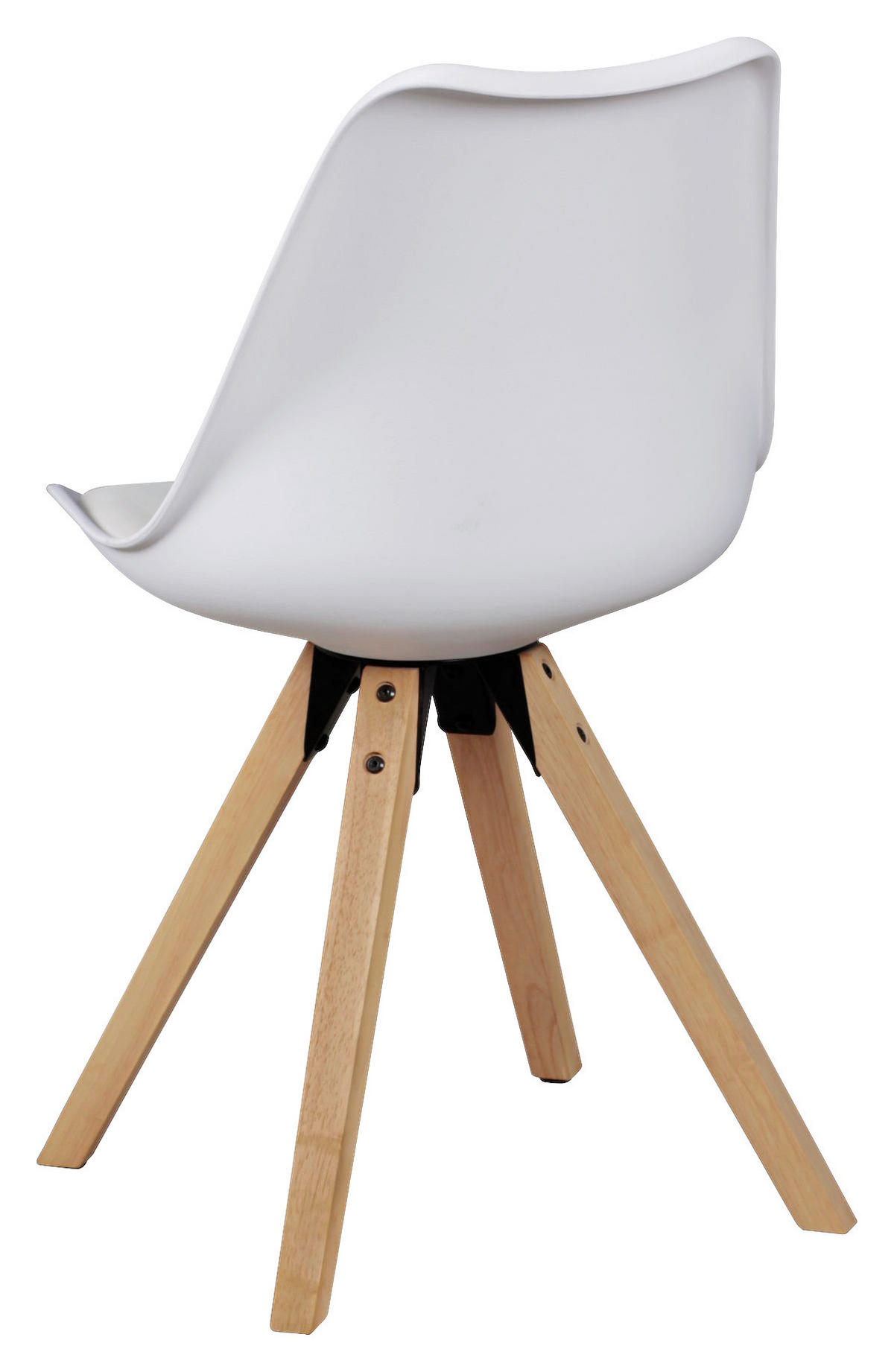 Stuhl 2er-Set weiß natur Kunststoff Echtholz Kunstleder B/H/T: ca. 52x87x49 cm 2er-Set - weiß/natur (52,00/87,00/49,00cm) - Wohnling