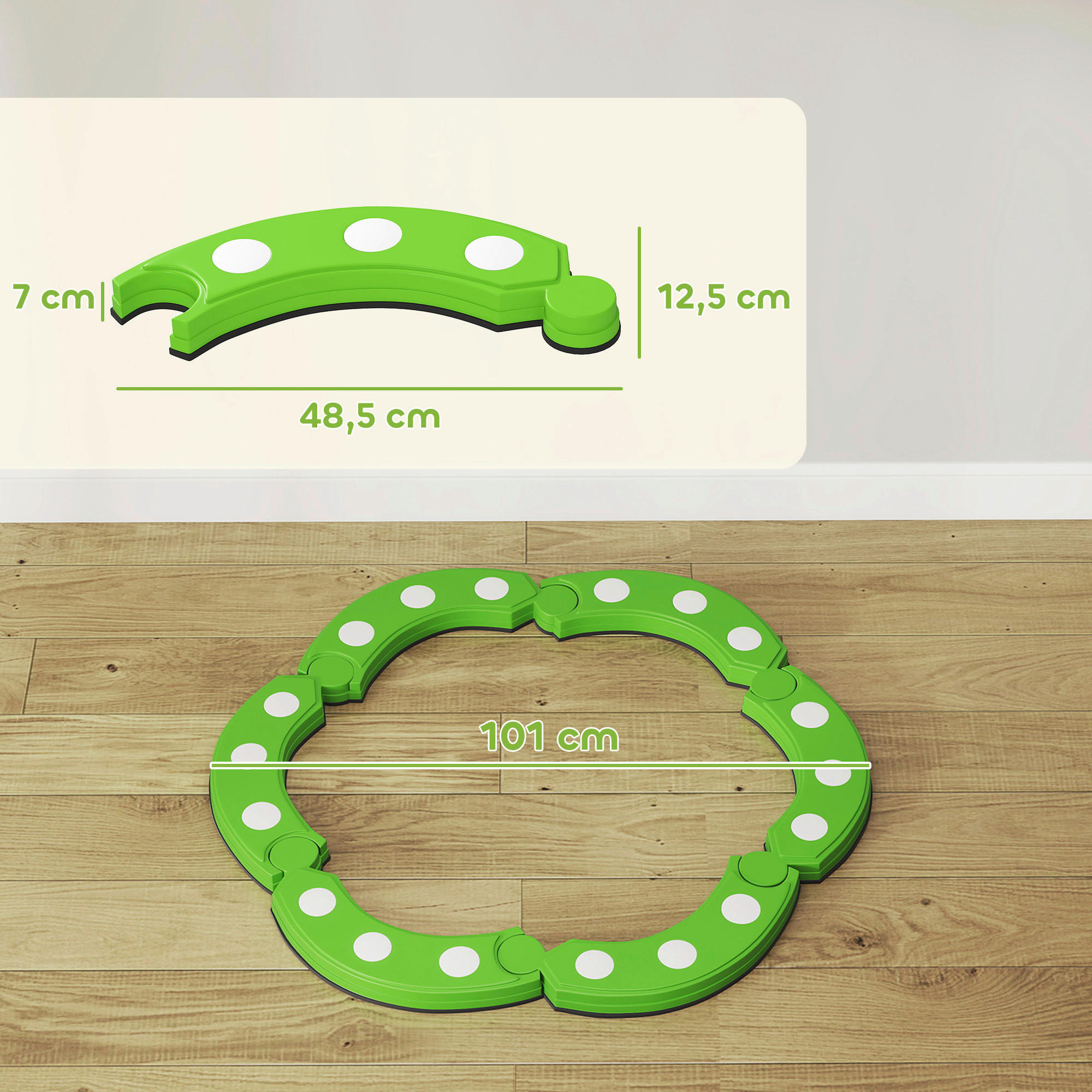 Thumbnail - AIYAPLAY Kinder Schwebebalken grün B/H/L: ca. 101x7x101 cm