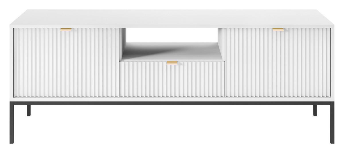 TV-Lowboard TV LOWBOARD AURA AU01 weiß schwarz gold Optik B/H/T: ca. 154x56x39 cm TV LOWBOARD AURA AU01 - gold/weiß (154,00/56,00/39,00cm) - WIPMEB