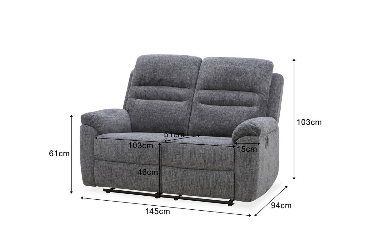 Sofa 3-2-1 KW 2028 dunkelgrau Microfaser KW 2028 - schwarz/dunkelgrau