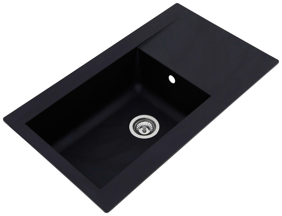 Respekta Einbauspüle Denver 86 x 50 S schwarz Mineralite B/H/T: ca. 86x20x50 cm Denver 86 x 50 S - schwarz (86,00/20,00/50,00cm) - Respekta