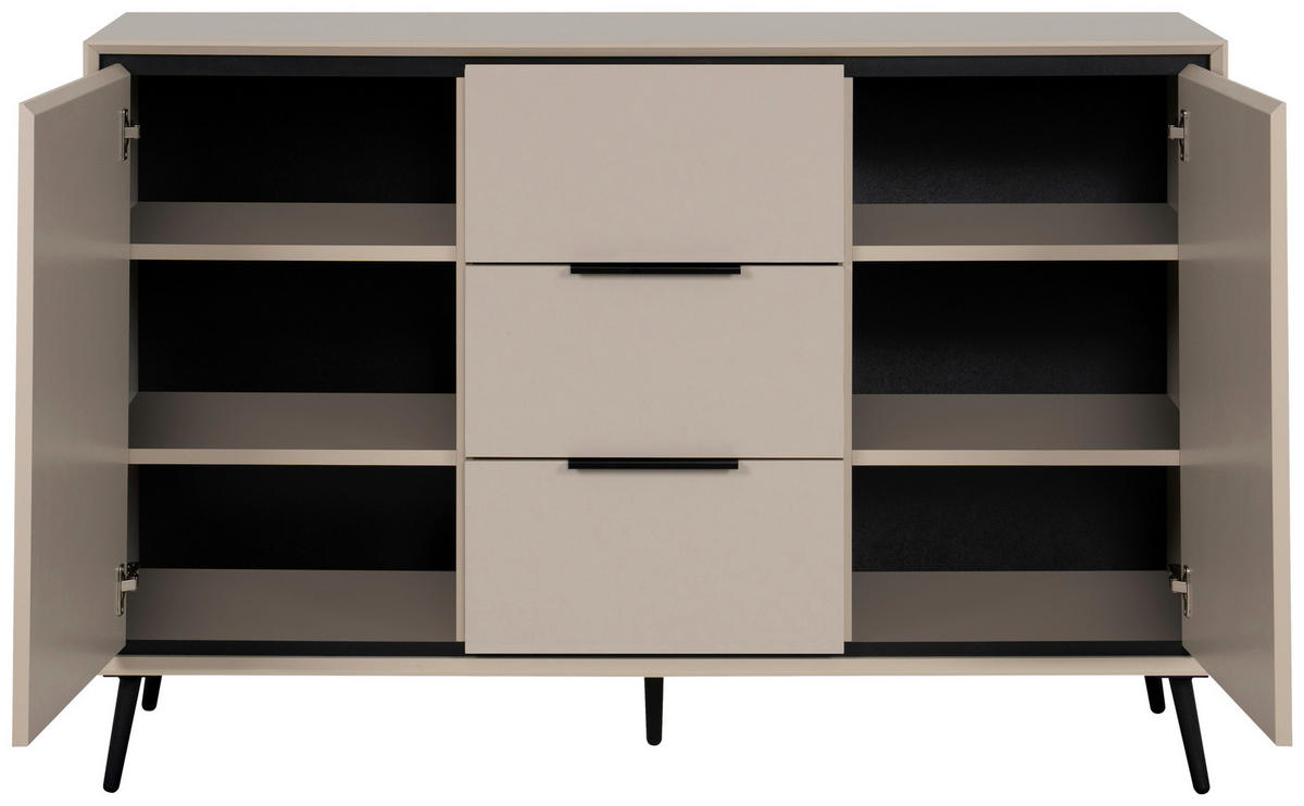 Kommode Arona sand schwarz B/H/T: ca. 135x90x38 cm Arona - sand/schwarz (135,00/90,00/38,00cm)