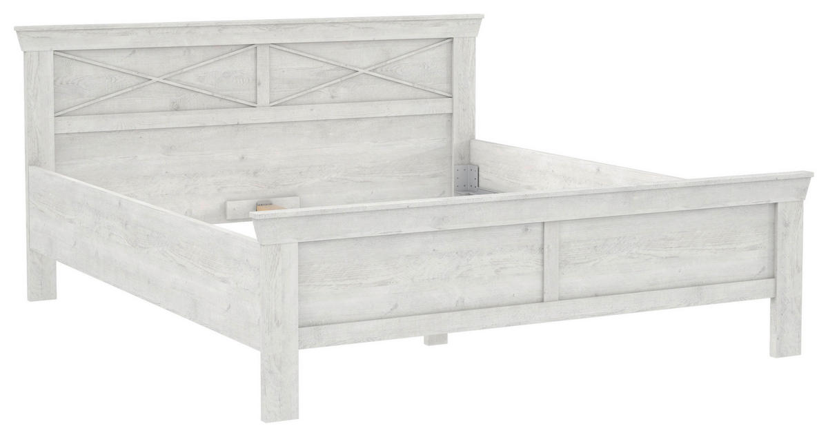 Bett  weiß Pinie Nachbildung Liegefläche B/L: ca. 180x200 cm Kashmir_Bett KSML181-D43 - weiß (180,00/200,00cm)