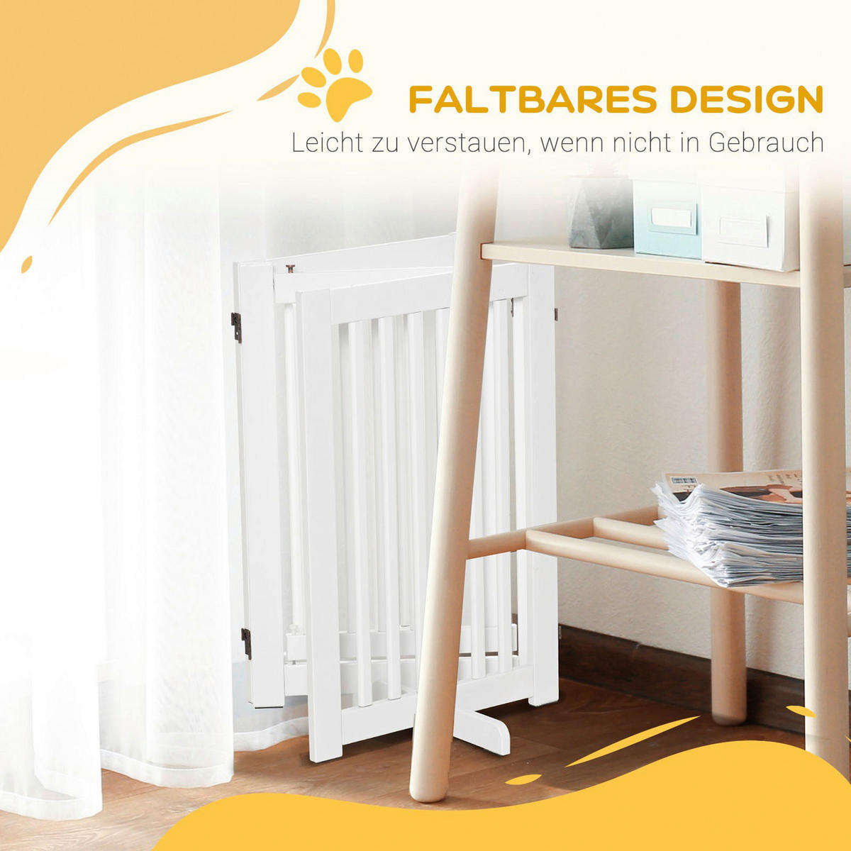 PawHut Absperrgitter weiß MDF H/L: ca. 76x1,5 cm Absperrgitter - weiß (1,50cm) - PawHut