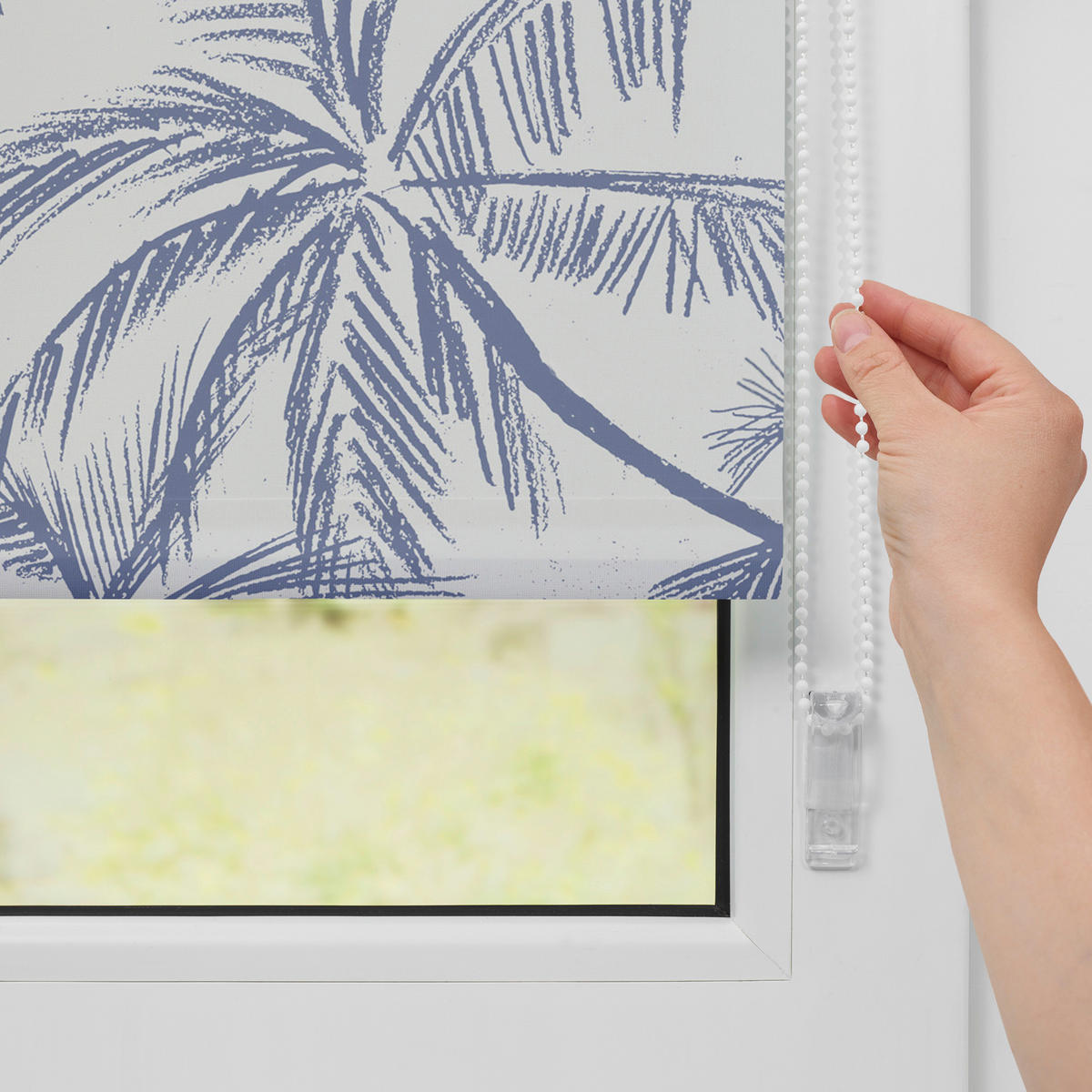 Verdunkelungsrollo Blueprint Palms blau B/L: ca. 90x150 cm Blueprint Palms - blau (90,00/150,00cm) - LICHTBLICK
