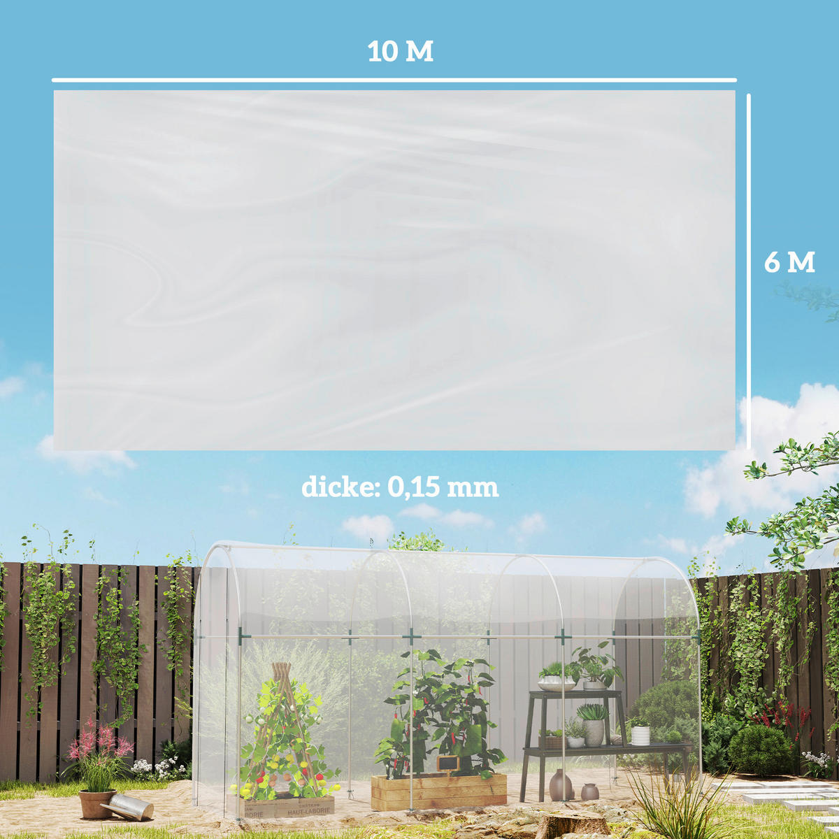 Outsunny Gewächshausfolie B/H/L: ca. 600x1x1000 cm Gewächshausfolie - transparent (1000,00/600,00/1,00cm) - Outsunny