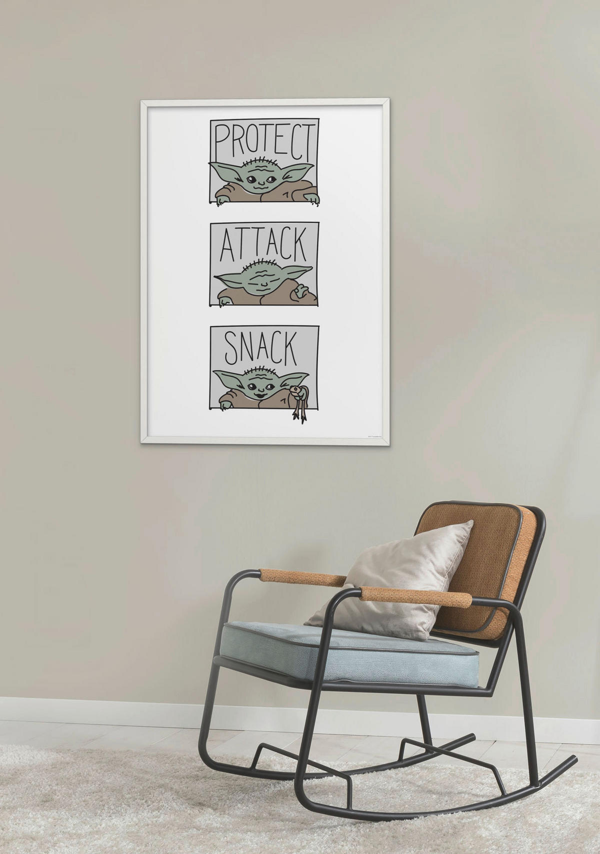 Komar Poster Mandalorian The Child Protect Attac Disney B/L: ca. 50x70 cm Mandalorian The Child Protect Attac - (50,00/70,00cm) - Komar