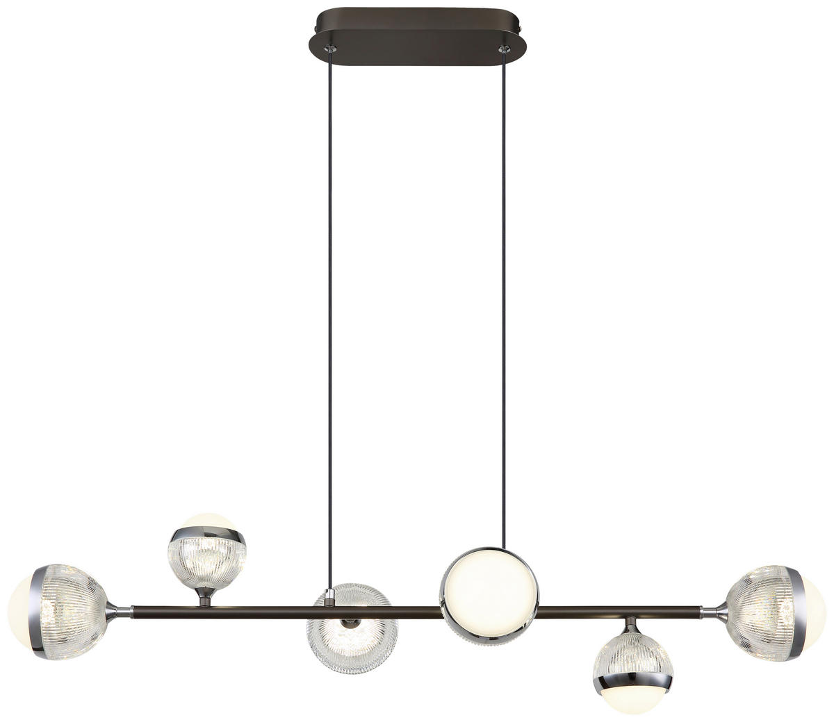 GLOBO LED-Pendelleuchte Chrom transparent titanfarbig Acryl Metall Aluminium B/H/T: ca. 28x120x91 cm UNTSY - titanfarbig/Chrom (28,00/120,00/91,00cm) - GLOBO