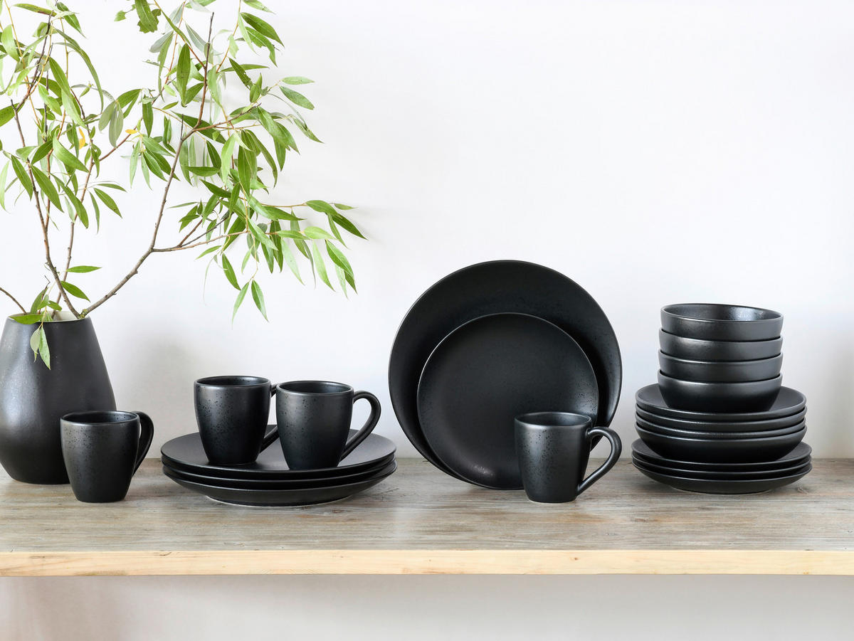 CreaTable Kombiservice Magic Black schwarz Steinzeug 20 tlg. Magic Black - schwarz - CreaTable
