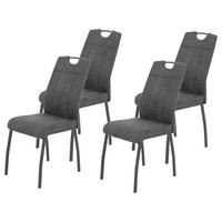 Stuhl 4er Set ELIF III anthrazit Vintage grau Microfaser Metall B/H/T: ca. 44x96x64 cm 4er Set ELIF III - anthrazit/grau (44,00/96,00/64,00cm) - Hela