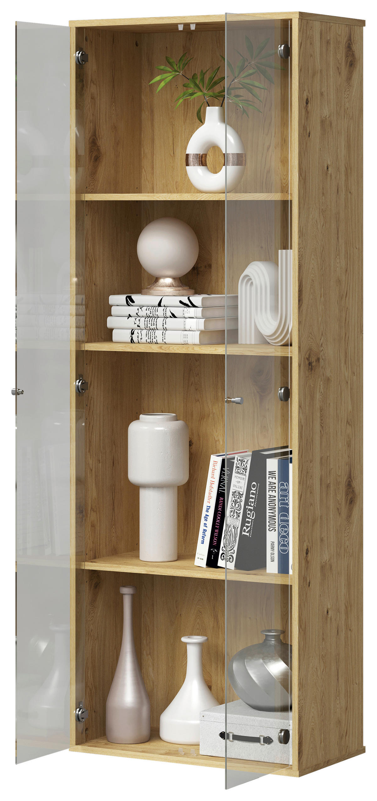 Vitrine  Eiche Artisan Nachbildung B/H/T: ca. 61x171x33 cm Bora_111_Vitrine 109-111 - Eiche (61,00/171,00/33,00cm)