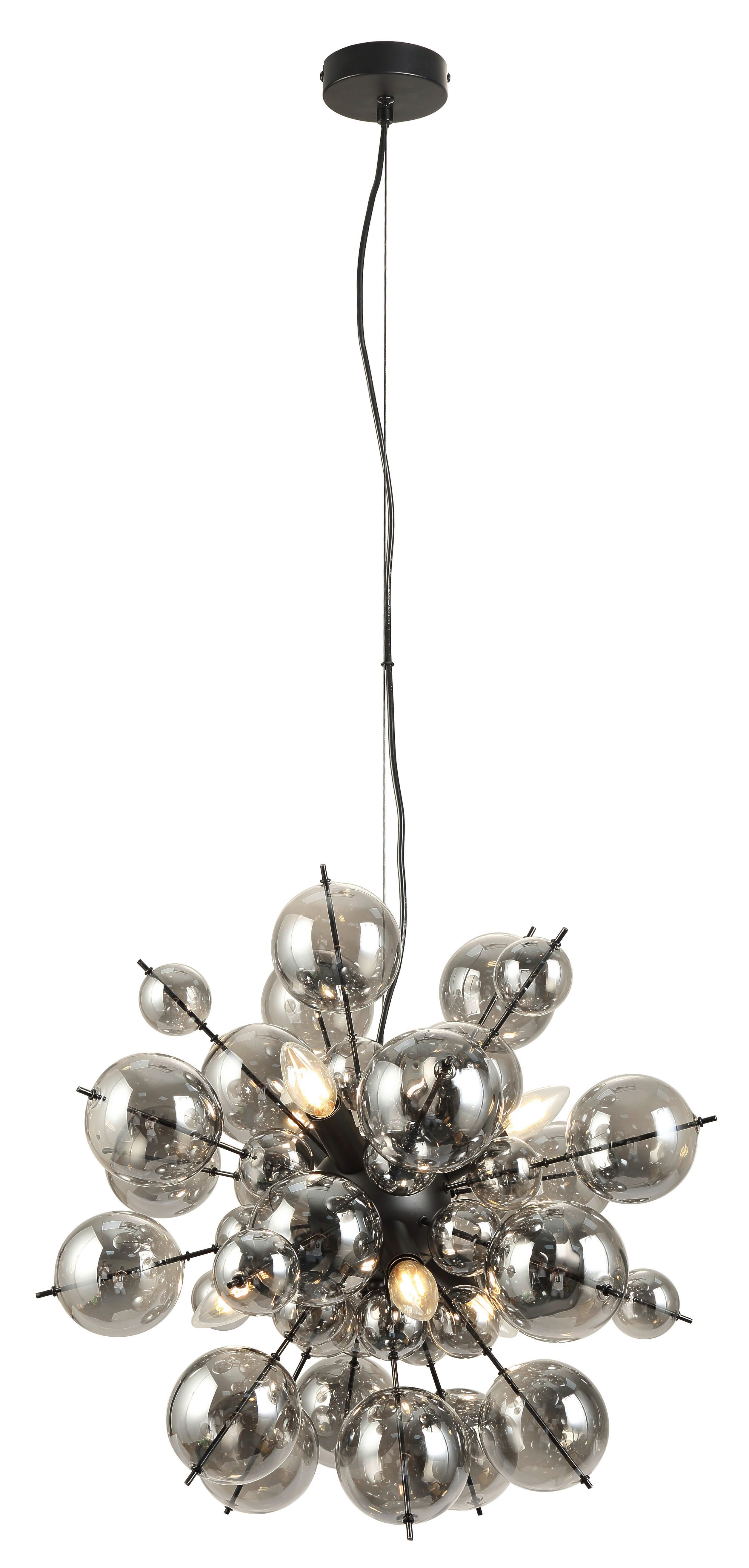GLOBO Pendelleuchte mattschwarz Glas Metall H/D: ca. 120x55 cm 6.0 Brennstellen 15633HS - mattschwarz (55,00/120,00cm) - GLOBO