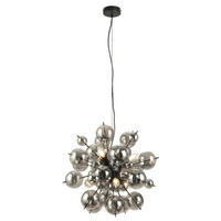 GLOBO Pendelleuchte mattschwarz Glas Metall H/D: ca. 120x55 cm 6.0 Brennstellen 15633HS - mattschwarz (55,00/120,00cm) - GLOBO
