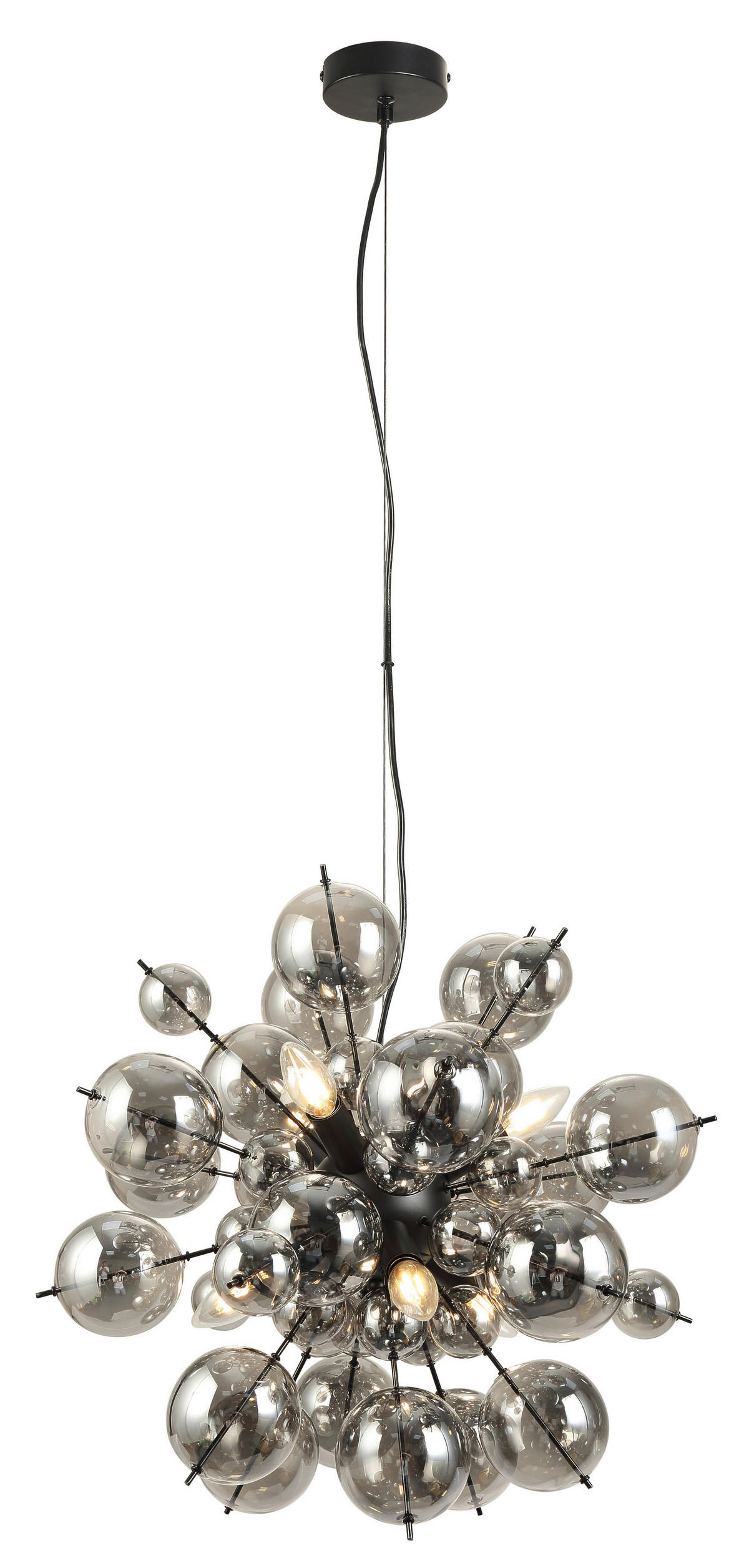 GLOBO Pendelleuchte mattschwarz Glas Metall H/D: ca. 120x55 cm 6.0 Brennstellen 15633HS - mattschwarz (55,00/120,00cm) - GLOBO