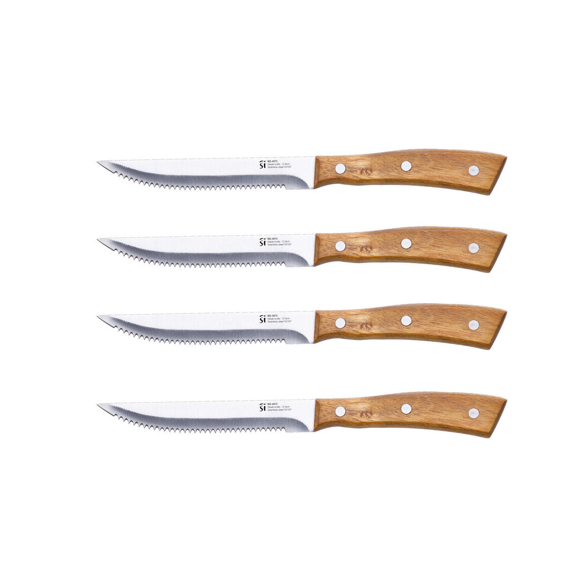 SAN IGNACIO Steakmesser MOODS silber Holz 4 tlg. MOODS - silber (27,80/17,60/2,70cm) - SAN IGNACIO