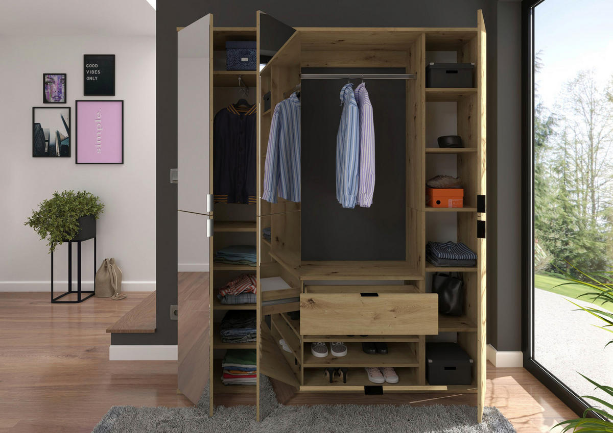 Garderobe PROJEKT Eiche Artisan Nachbildung Spiegel B/H/T: ca. 152x193x34 cm PROJEKT - Eiche (152,00/193,00/34,00cm) - xonox.home