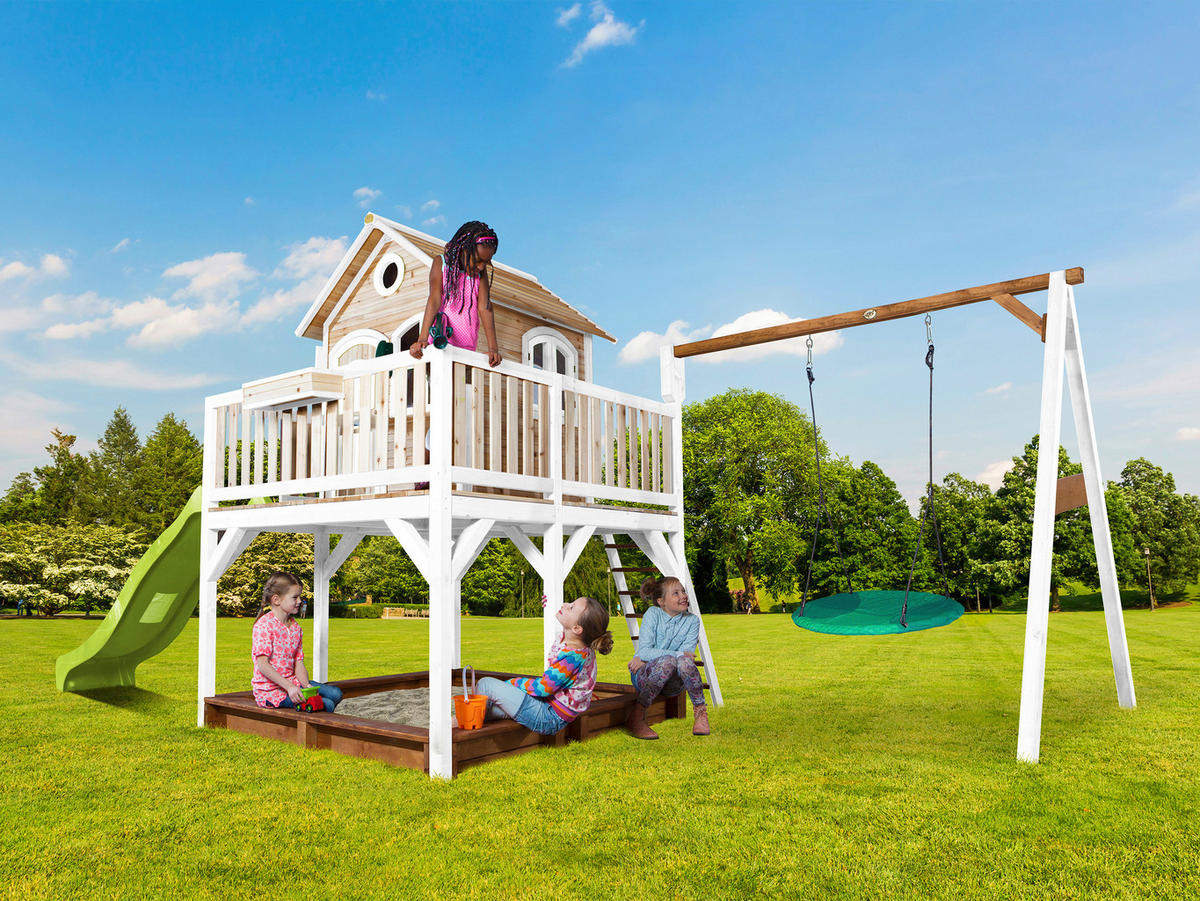 AXI Spielhaus Liam braun B/H/L: ca. 541x291x277 cm Liam - braun/weiß (277,00/541,00/291,00cm) - AXI