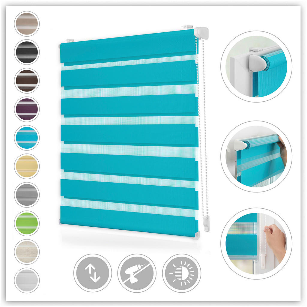 Thumbnail - Doppelrollo Duo blau B/L: ca. 60x220 cm
