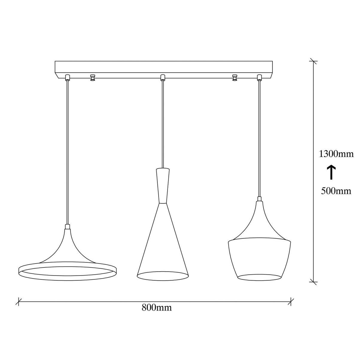Opviq Pendelleuchte Elmas gold schwarz Metall B/H/T/L/D: ca. 80x130x80x80x80 cm E27 3 Brennstellen Elmas - gold/schwarz (80,00/80,00/130,00cm) - Opviq