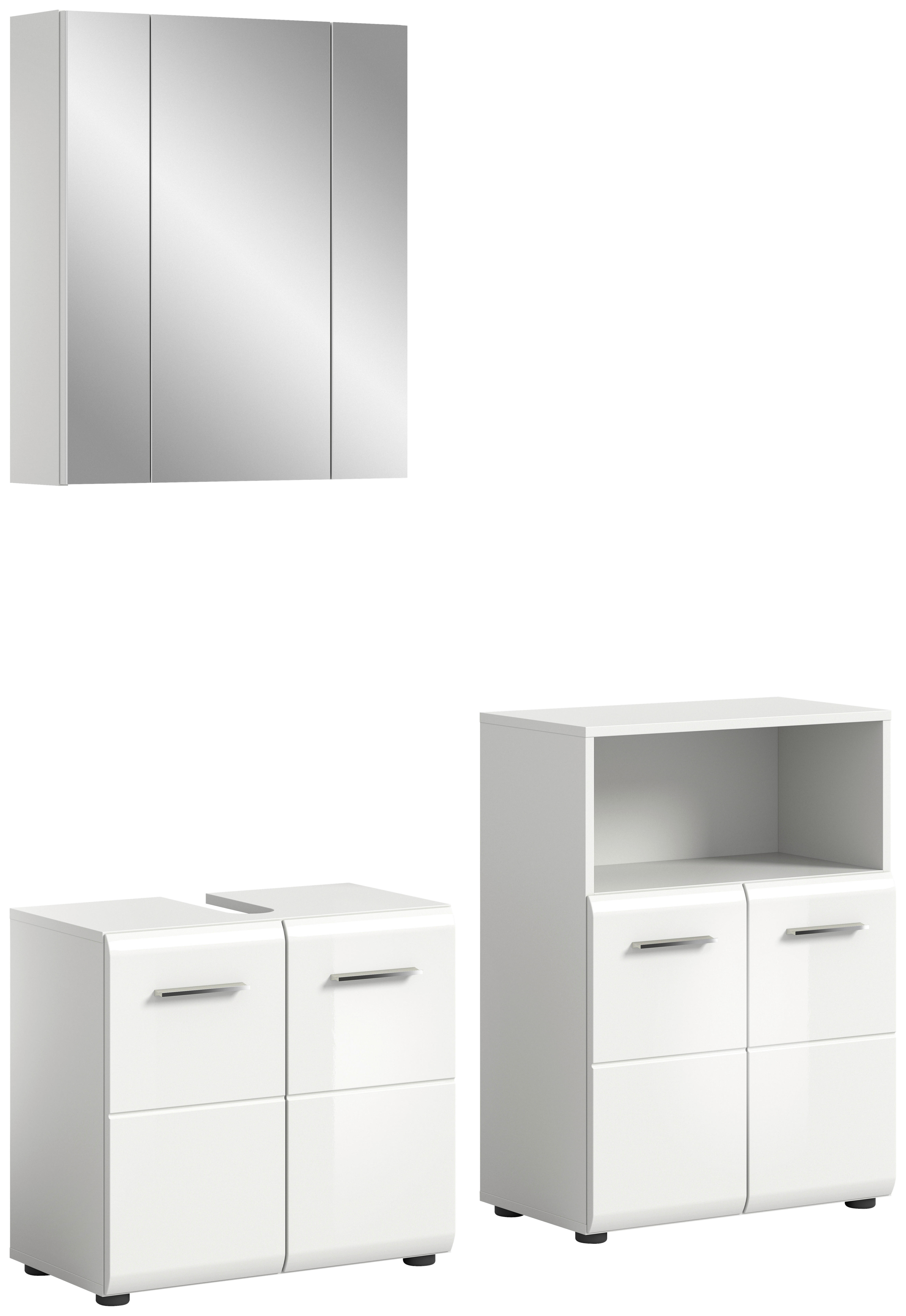 Badezimmer-Set ICE weiß weiß Hochglanz B/H/T: ca. 135x190x32 cm ICE - weiß (135,00/190,00/32,00cm) - xonox.home