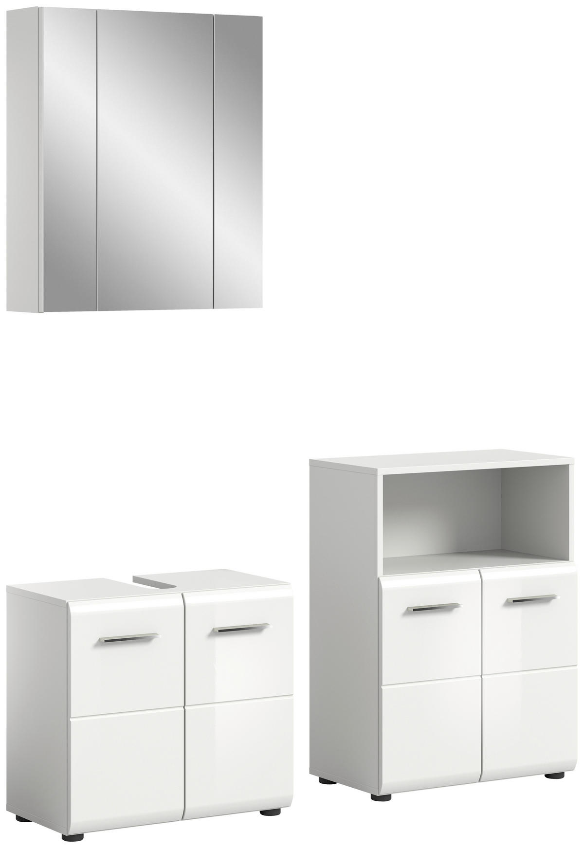 Badezimmer-Set ICE weiß weiß Hochglanz B/H/T: ca. 135x190x32 cm ICE - weiß (135,00/190,00/32,00cm) - xonox.home