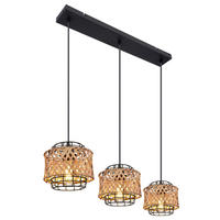 GLOBO Pendelleuchte GINA 15668-3H schwarz Metall Bambus B/H/T: ca. 65x120x17 cm GINA - schwarz (65,00/120,00/17,00cm) - GLOBO
