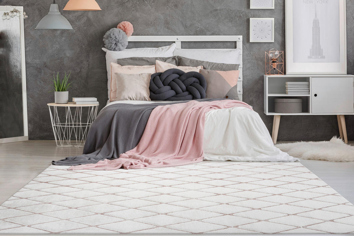 360Living Teppich Vivica rosé B/L: ca. 80x150 cm Vivica - weiß/rosé (80,00/150,00cm) - 360Living