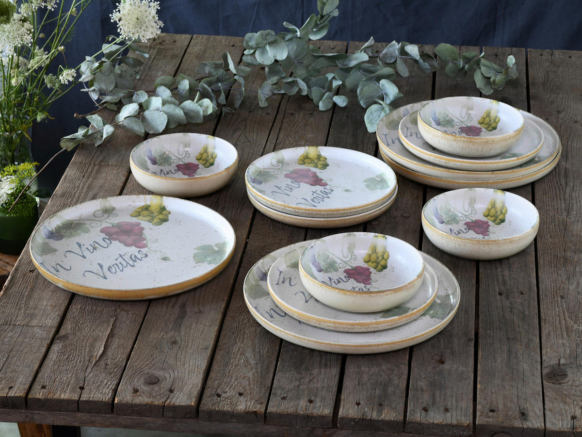 CreaTable Tafelservice Uno bunt Steinzeug 12 tlg. Uno - bunt - CreaTable