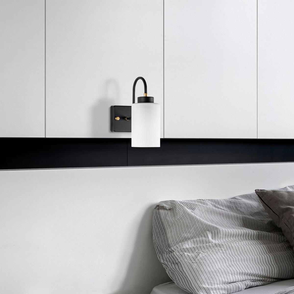 Opviq Wandleuchte schwarz weiß Metall Glas B/H/L: ca. 23x24x10 cm E27 1 Brennstellen Duzsuz - weiß/schwarz (10,00/23,00/24,00cm) - Opviq