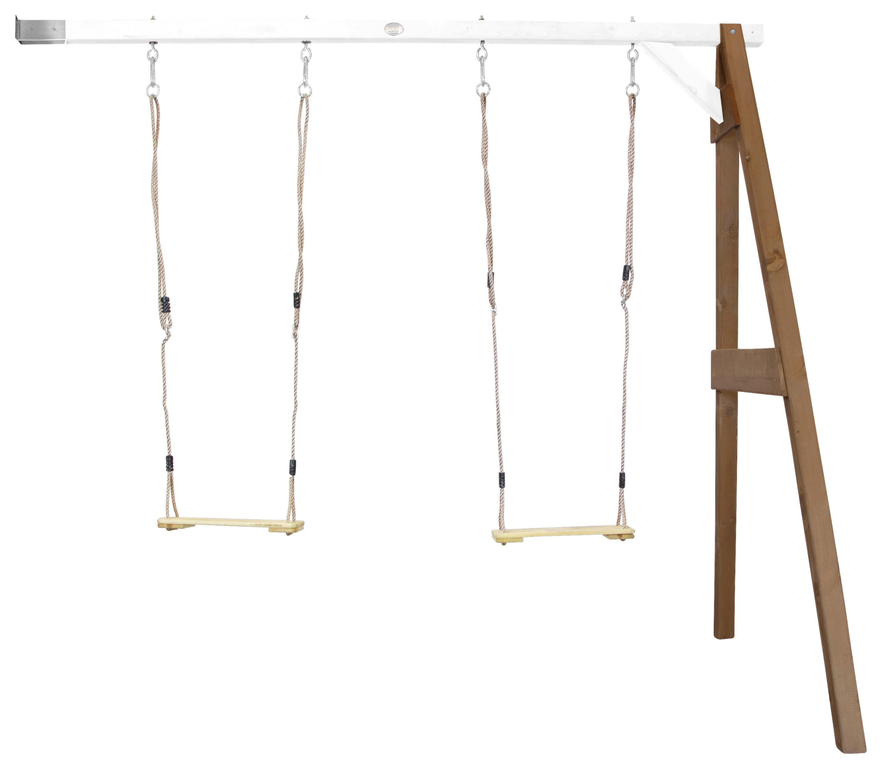 AXI Doppel-Anbauschaukel braun B/H/L: ca. 244x207x160 cm Doppel-Anbauschaukel - braun/weiß (160,00/244,00/207,00cm) - AXI