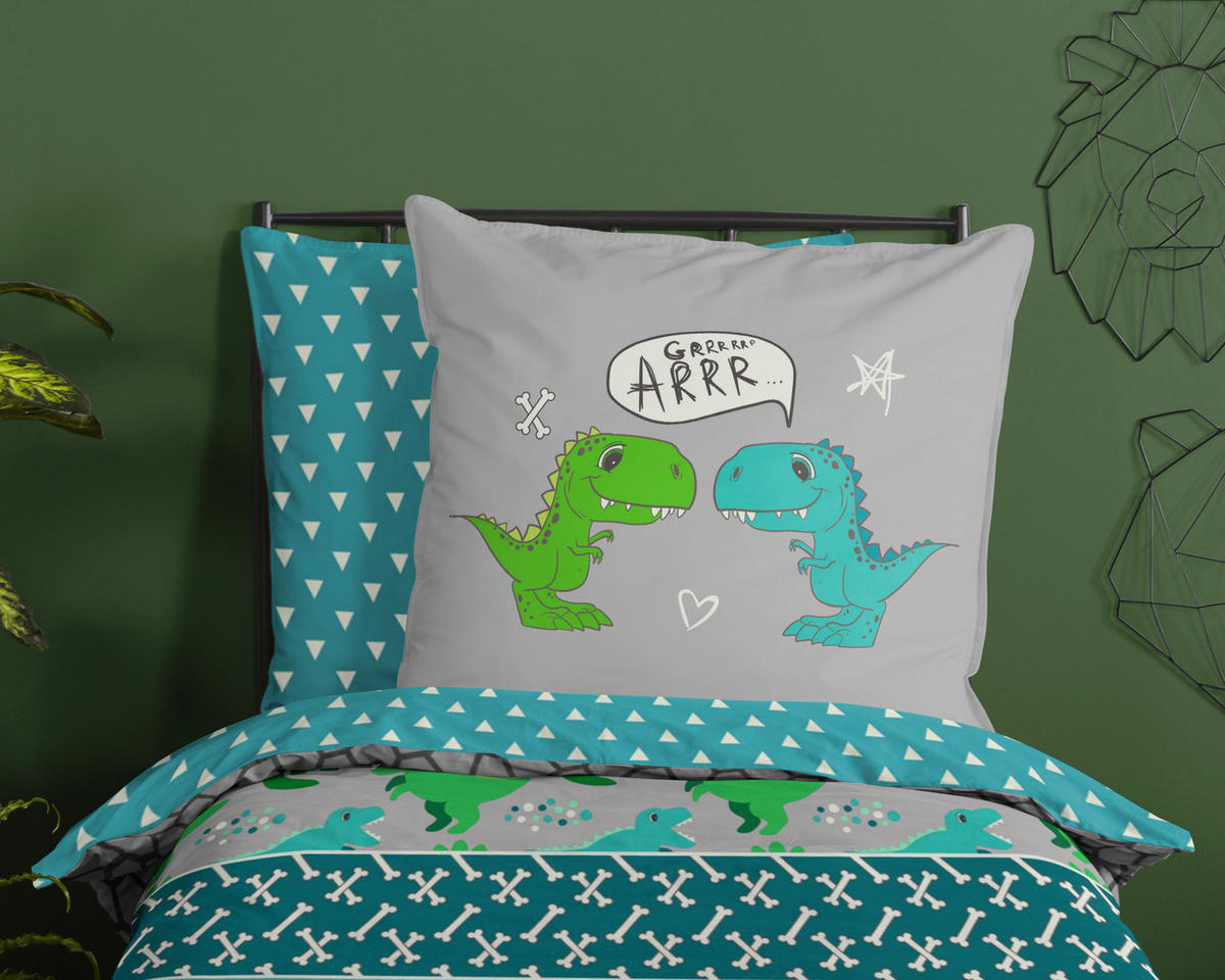 Baumwoll Bettwäsche Dinosaur Renforce Dinosaur - Multi (135,00/200,00cm) - Good Morning