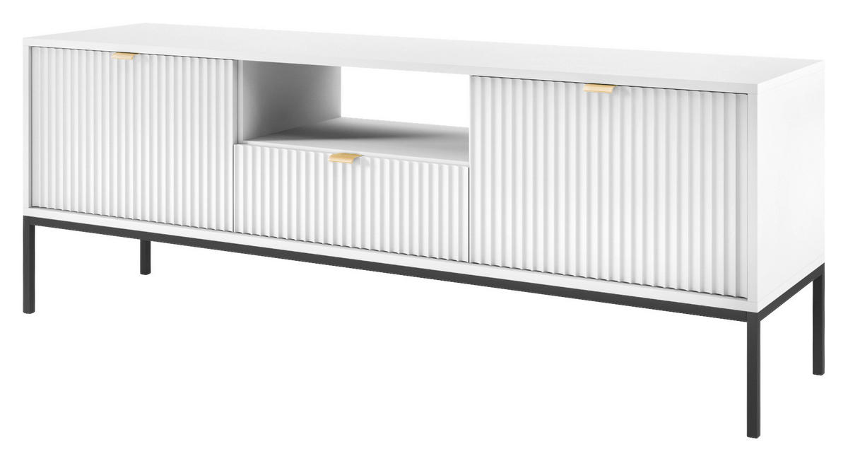 TV-Lowboard TV LOWBOARD AURA AU01 weiß schwarz gold Optik B/H/T: ca. 154x56x39 cm TV LOWBOARD AURA AU01 - gold/weiß (154,00/56,00/39,00cm) - WIPMEB