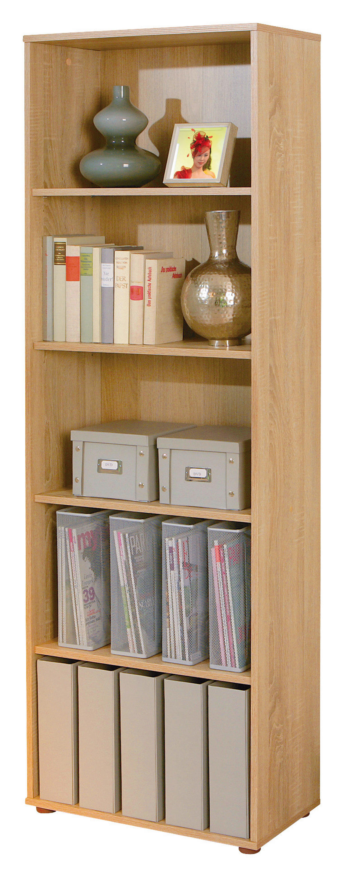 Regal Parini 4 Eiche Sonoma Nachbildung B/H/T: ca. 60x180x30 cm Parini 4 - Eiche (60,00/180,00/30,00cm) - Inter Link