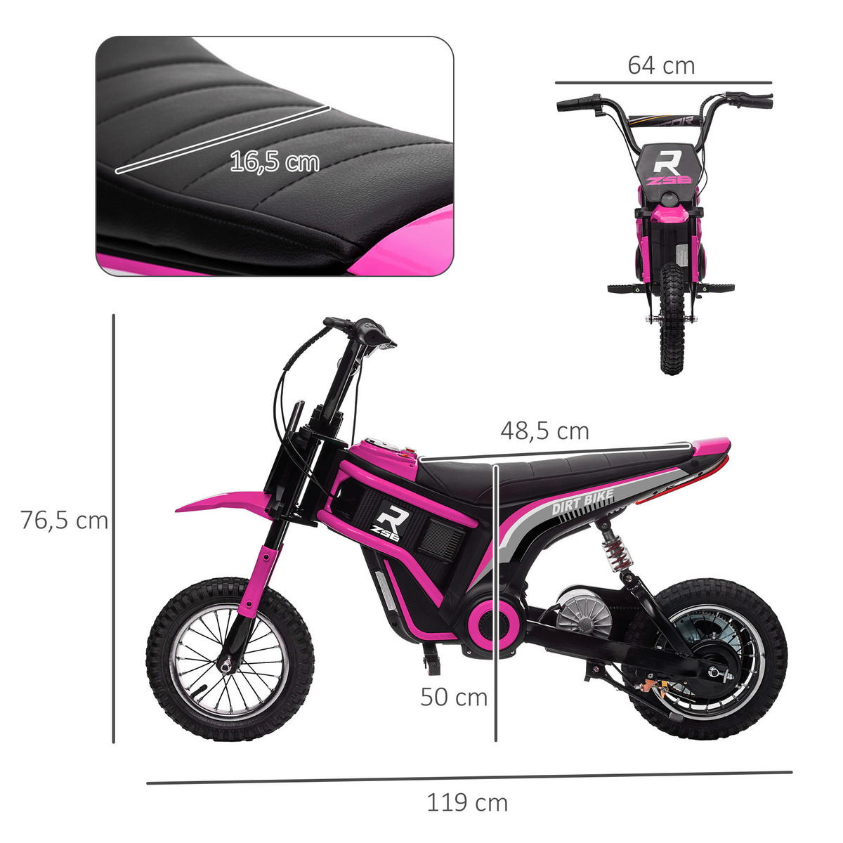 HOMCOM Kindermotorrad rosa B/H/L: ca. 64x76,5x119 cm Kindermotorrad - rosa (119,00/64,00/76,50cm) - HOMCOM