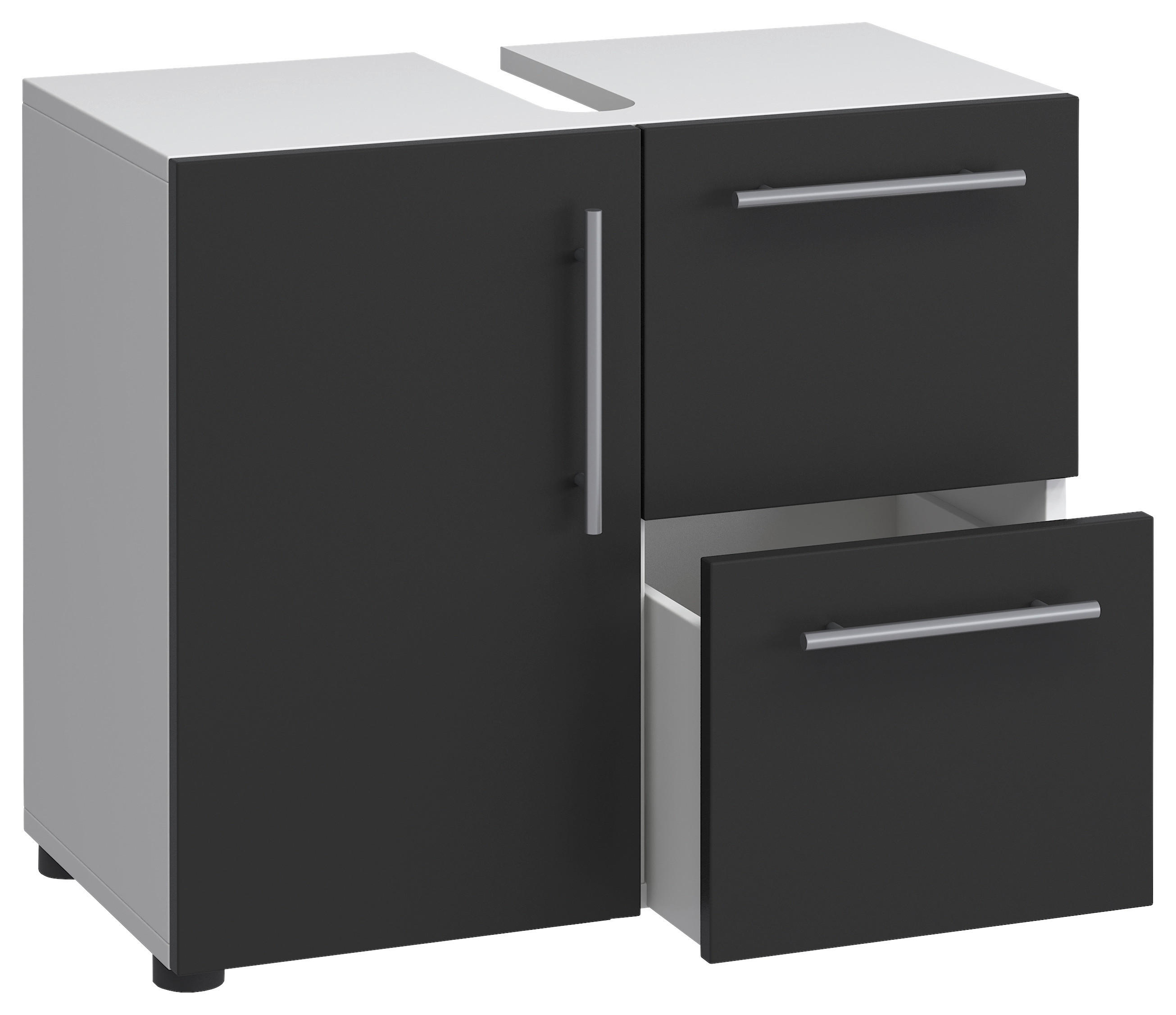 Badunterschrank Flandu weiß schwarz B/H/T: ca. 60x51x30 cm Flandu - weiß/schwarz (60,00/51,00/30,00cm) - VCM Möbel